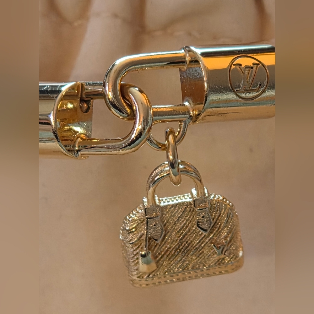 Louis Vuitton Gold Mini Handbag Alma Charm Bracelet